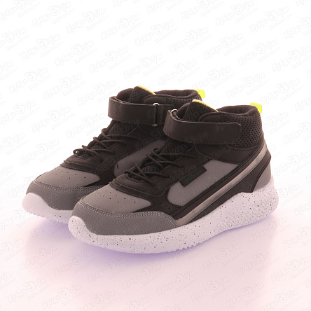 Ботинки Pasito утепленные демисезонные со светящейся полосой серо-черные - фото 360 Ботинки Pasito утепленные демисезонные со светящейся полосой серо-черные - фото 360