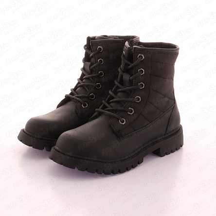 Ботинки Pasito утепленные на шнуровке и молнии в стиле милитари черные - фото 360