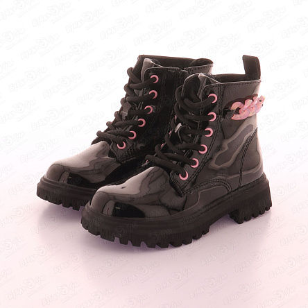 Ботинки утепленные Pasito с декоративной розовой цепью черные - фото 360