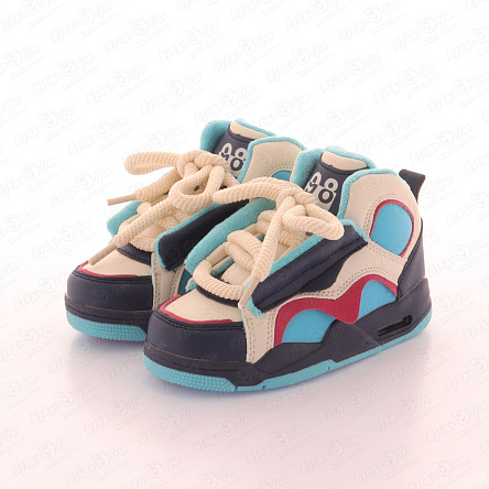 Ботинки демисезонные Pasito в спортивном стиле голубые с сине-белыми вставками - фото 360