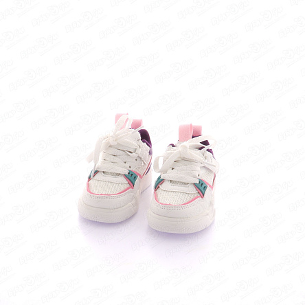 Полуботинки Pasito с сеткой с розовыми и фиолетовыми деталями белые - фото 360