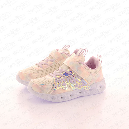 Кроссовки Pasito подошва с огоньками и принтом крылья бабочки розово-сиреневые - фото 360