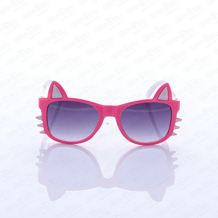 Очки солнцезащитные Lanson Kids с ушками и усами бело-розовые  - фото 360