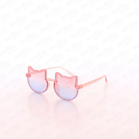 Очки солнцезащитные Lanson Kids форма котик с блестками розово-голубые  - фото 360