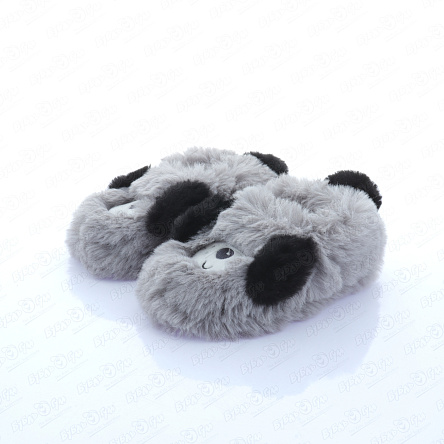 Тапочки Pasito меховые принт мордочка собаки серые - фото 360