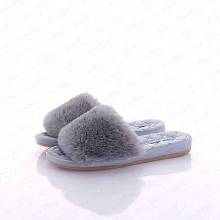 Тапочки Barbaris домашние с мехом серые - фото 360