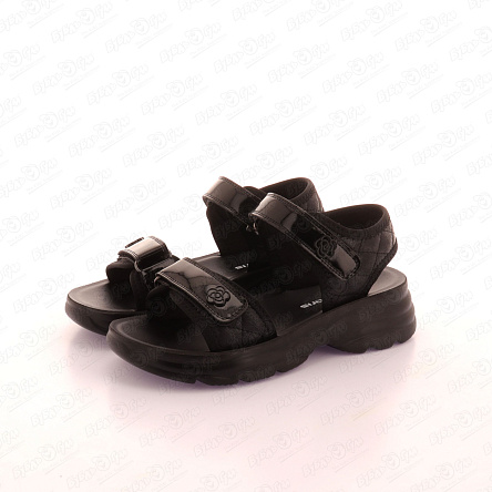 Сандалии Barbaris с лаковыми элементами с декором розочка черные - фото 360 Сандалии Barbaris с лаковыми элементами с декором розочка черные - фото 360