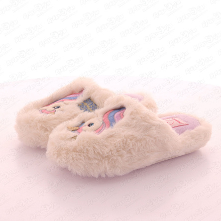 Тапочки Pasito меховые с милыми Единорогами белые  - фото 360