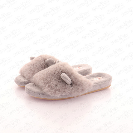 Тапочки Barbaris меховые с забавными ушкам серые - фото 360