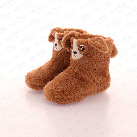 Сапожки Pasito домашние утепленные  с милыми мордочками коричневые - фото 360