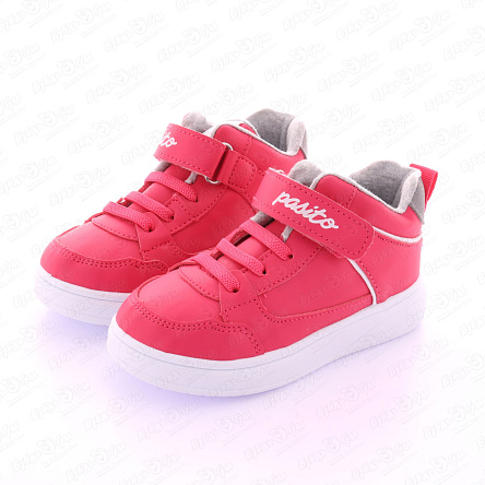 Кроссовки Pasito утепленные на шнуровке и липучке с белым кантом фуксия - фото 360