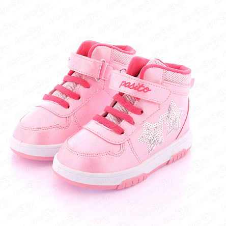 Кроссовки Pasito утепленные на шнуровке и липучке розовые - фото 360