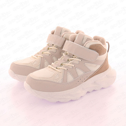 Ботинки Barbaris утепленные в спортивном стиле на липучке и шнуровке с серыми элементами бежевые - фото 360