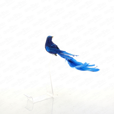 Украшение елочное Птичка с глиттером винтажное синее 20см - фото 360