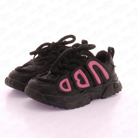 Кроссовки Barbaris с яркими розовыми буквами черные - фото 360