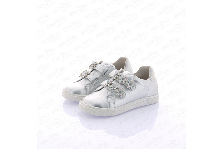 Полуботинки Pasito серебристые с цветочками на липучках  - фото 360 Полуботинки Pasito серебристые с цветочками на липучках  - фото 360