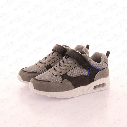 Кроссовки TIBURON с сетчатыми элементами на шнуровке и липучке серые - фото 360