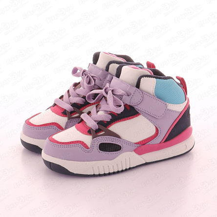 Кроссовки Pasito утепленные с  яркой отделкой  белые с фиолетово-розовыми вставками - фото 360