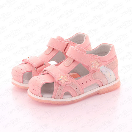 Сандалеты Pasito с декоративными звездочками и радужными элементами розовые - фото 360