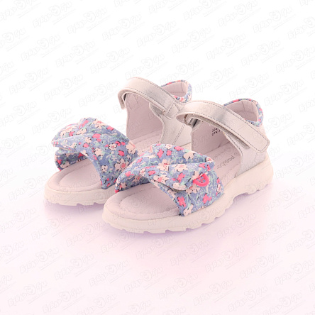 Сандалии Pasito на липучке летние с закрытой пяткой цветочным принтом и серебристой вставкой голубые - фото 360