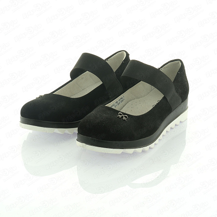 Туфли Barbaris с эластичной резинкой и декоративным серебристым бантиком  черные - фото 360