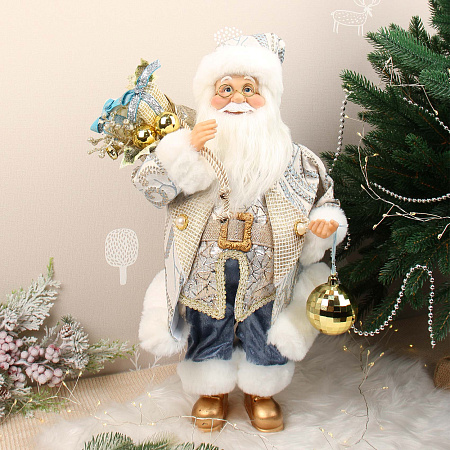 Фигура новогодняя Дед Мороз с подарками и елочными украшениями разноцветный 47см