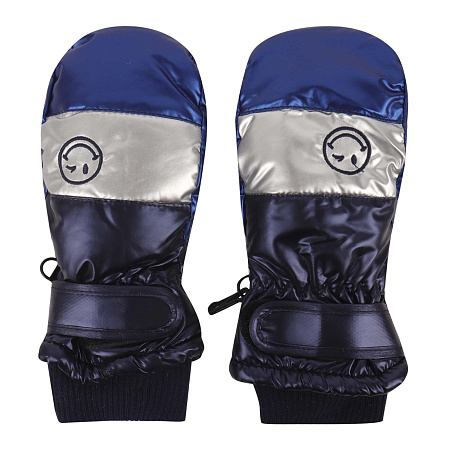 Рукавицы Lanson Kids утепленные с серебристыми вставками синие перламутровые