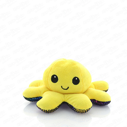 Игрушка мягкая осьминожка-вывернушка желтый-черный 10см - фото 360