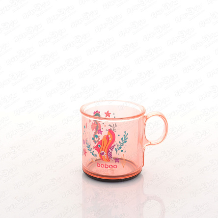 Кружка baboo Sealife пластиковая с антискользящим дном розовая - фото 360