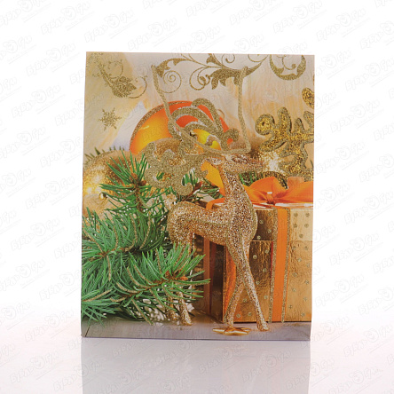 Пакет подарочный Новогодние декорации 31х26см в ассортименте - фото 360