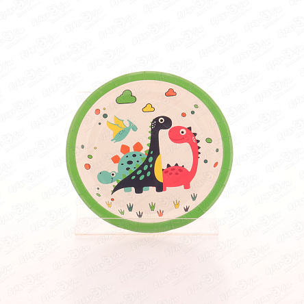 Набор тарелок одноразовых Динозаврики 10шт 18см - фото 360