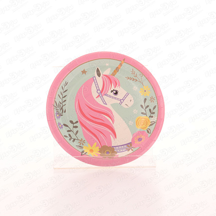 Набор одноразовых тарелок Единорог 10шт 18см - фото 360