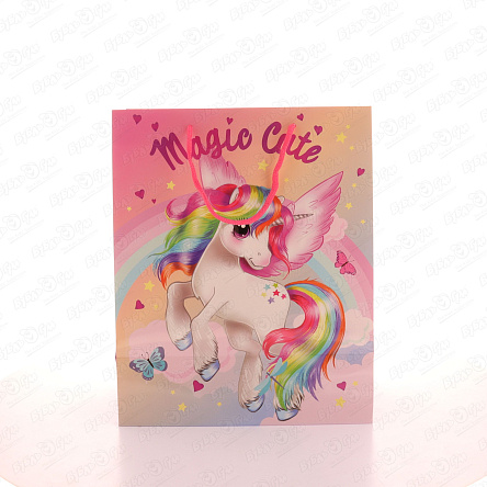 Пакет подарочный Друзья-единороги 26х32см - фото 360