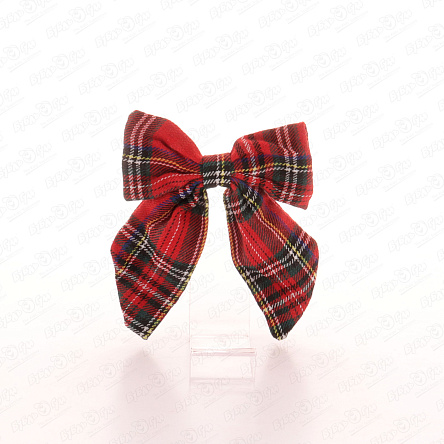 Бант школьный Lilly&Mia на заколке в клетку красный - фото 360
