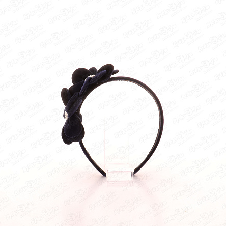 Ободок школьный с тканевыми цветами темно-синий  - фото 360