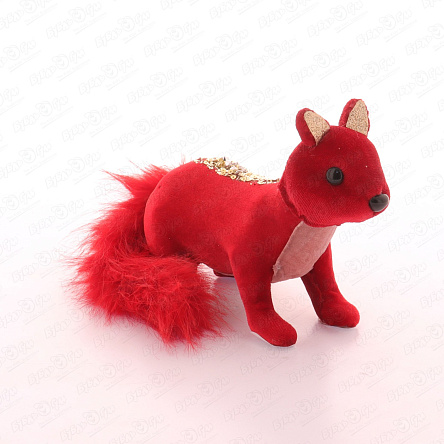 Фигурка декоративная Белочка красная винтажная велюр 20см - фото 360