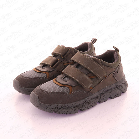 Кроссовки TIBURON с перфорацией и коричневыми элементами серые - фото 360