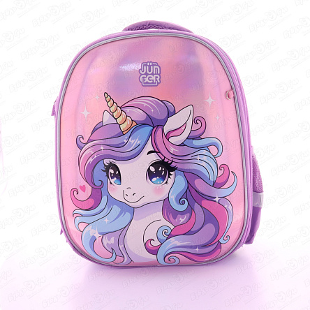 Ранец JUNGER корпусный Милый единорог в перламутре для начальной школы - фото 360