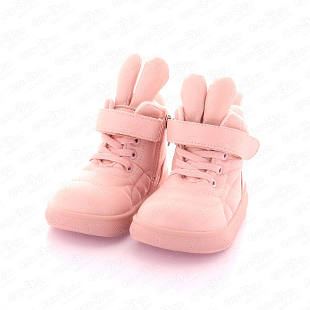 Ботинки Pasito утепленные на липучке с декоративными заячьими ушками нежно-розовые - фото 360