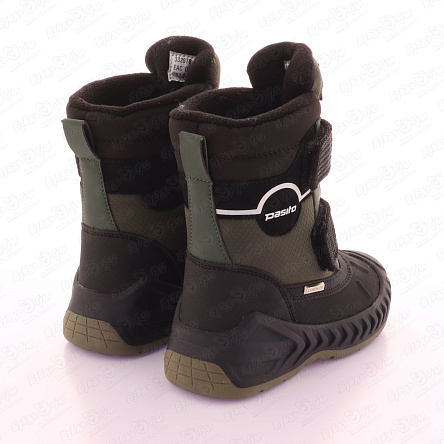 Сапоги Pasito с мембраной утепленные на липучках со вставками разной текстуры черно-зеленые  - фото 360