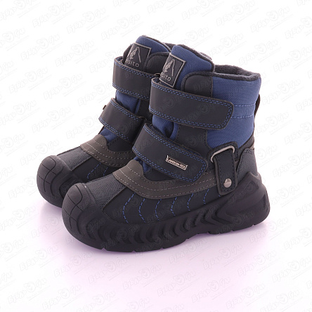 Сапоги Pasito с мембраной утепленные на липучках с отстрочкой синие  - фото 360