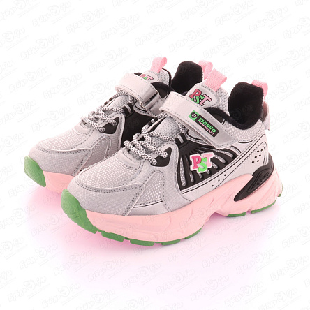 Кроссовки Pasito на шнуровке и липучке с цветными акцентами серебристые - фото 360