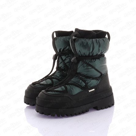 Сапоги Barbaris утепленные металлик со шнуровкой с фиксатором зеленые - фото 360