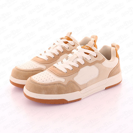 Кроссовки PASITO с перфорацией и бежевыми элементами белые - фото 360