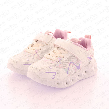 Кроссовки Pasito на липучке с огоньками и перфорацией белые - фото 360