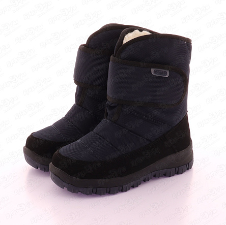 Сапоги Pasito зимние на липучке с рельефной подошвой темно-синие - фото 360