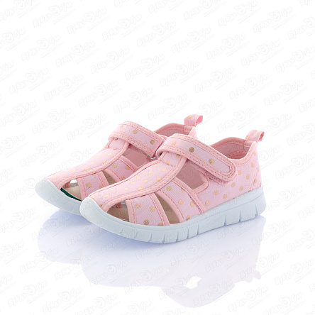 Сандалии Pasito на липучке с золотистыми точками нежно-розовые - фото 360