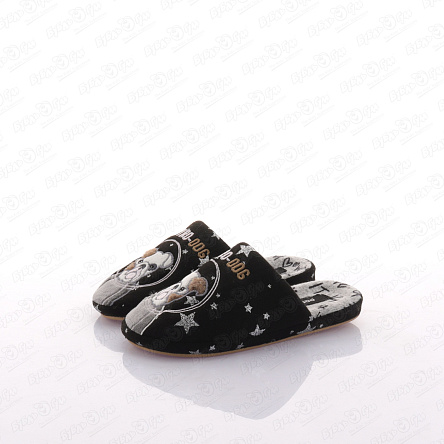 Тапочки Pasito с принтом пес в космосе черные - фото 360