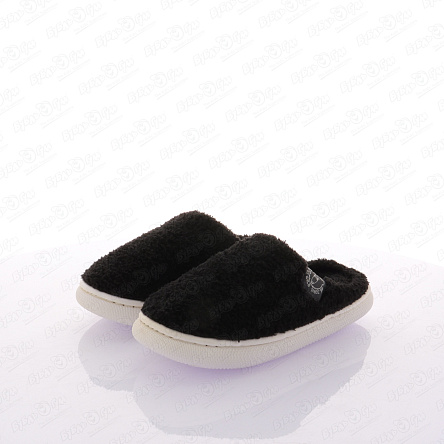 Тапочки TIBURON домашние с белой подошвой черные - фото 360