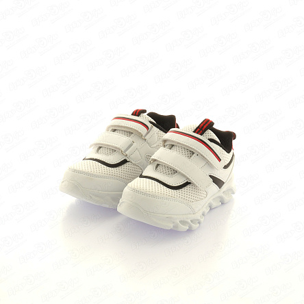 Кроссовки Pasito с красно-черными вставками и подошвой с огоньками белые - фото 360